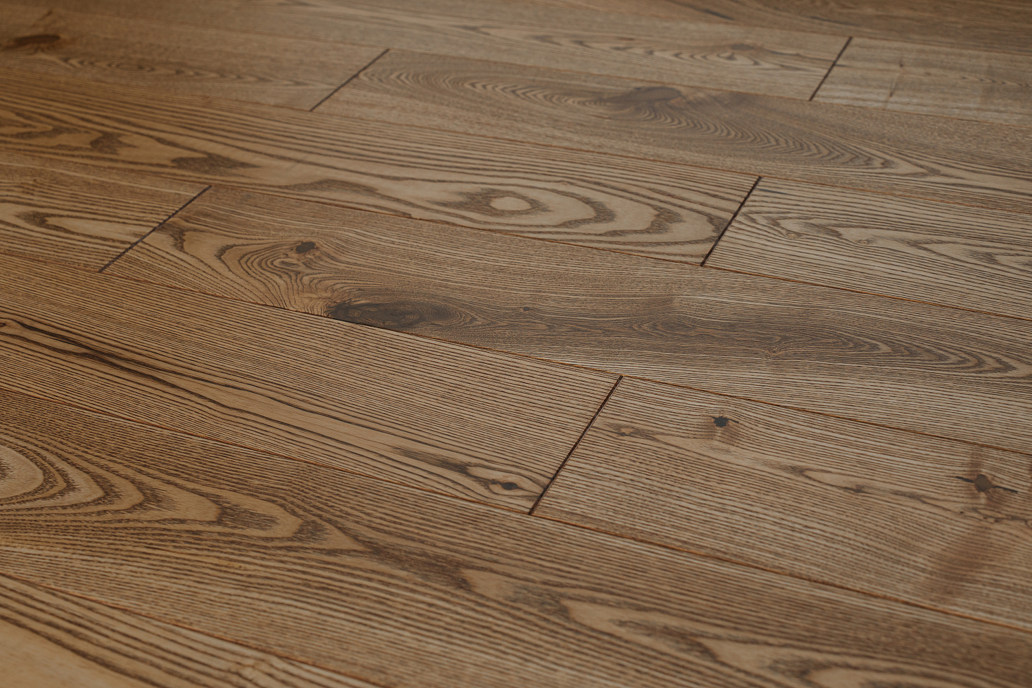 Паркетная доска AmberWood/Амбер Вуд Фьюжен Ясень Винтаж Кантри браш, масло 909х125х14 мм (0,909 м2/упак)